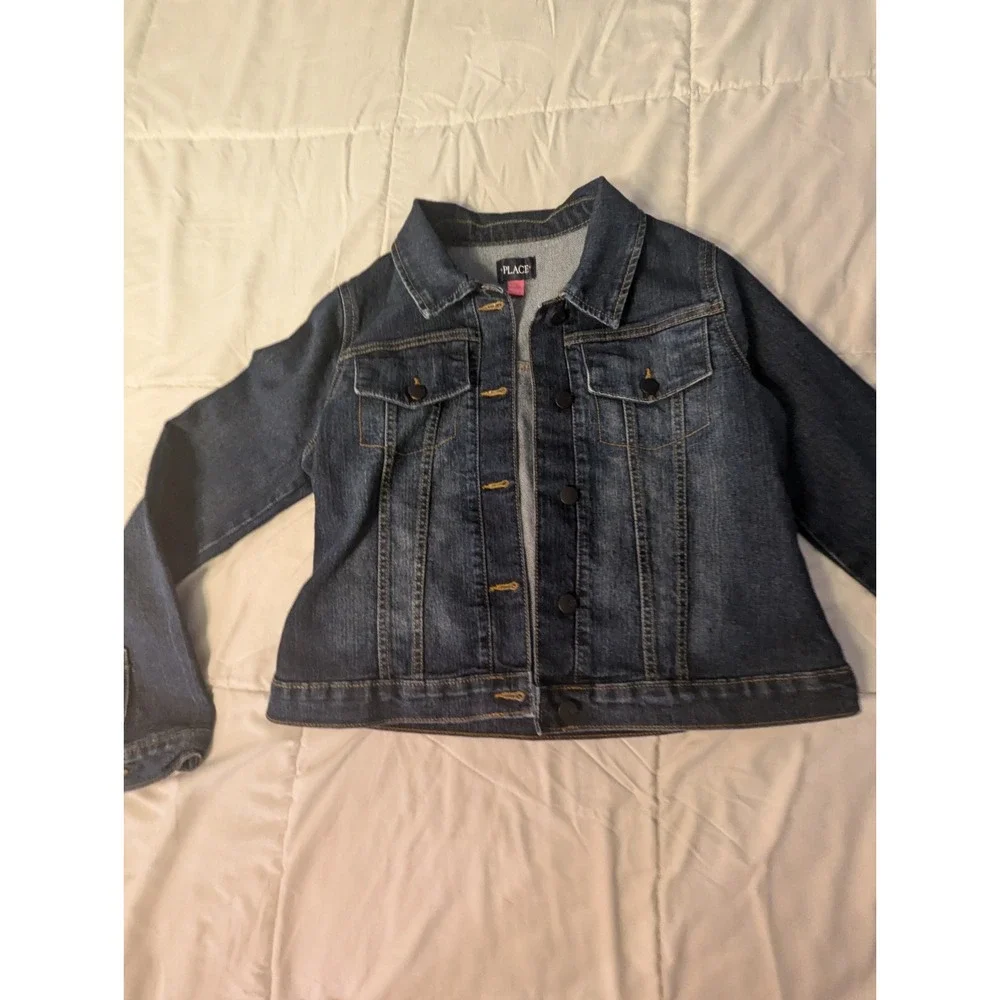 The Childrens Place Denim Youth Girl's Blue‎ Cotton Blend Jeans Jacket Sz XXL 16
